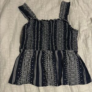 Navy Blue Patterned Women's Top